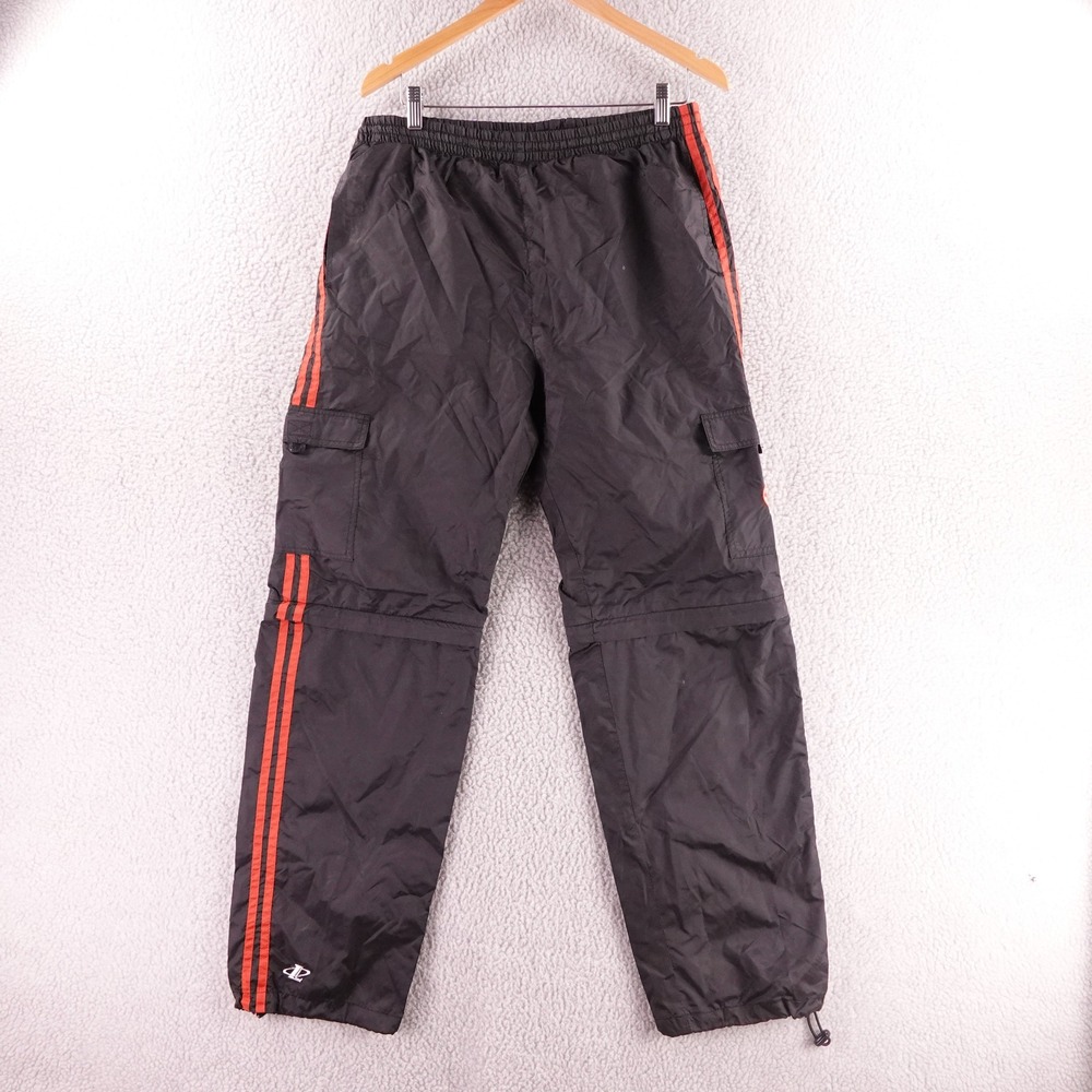 Logo Athletic Detroit Red Wings Mens Black Nylon Cargo Track Pants Vintage‎ Med